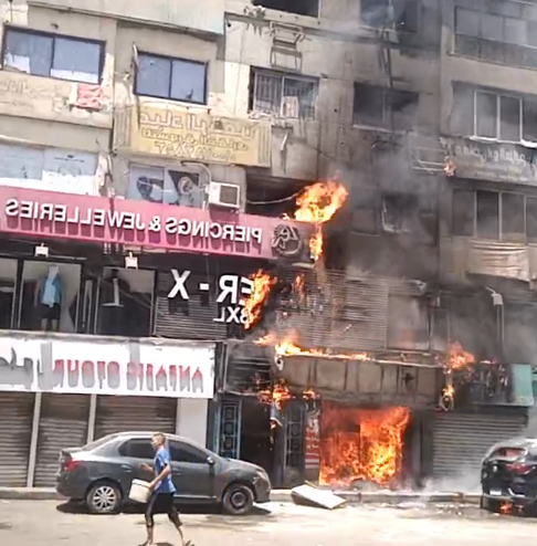 <strong>حريق محل تجاري بفيصل </strong>
