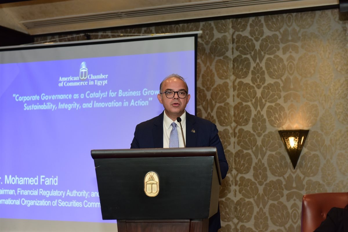 رئيس الهيئة العامة للرقابة المالية خلال مشاركته بالجلسة النقاشية