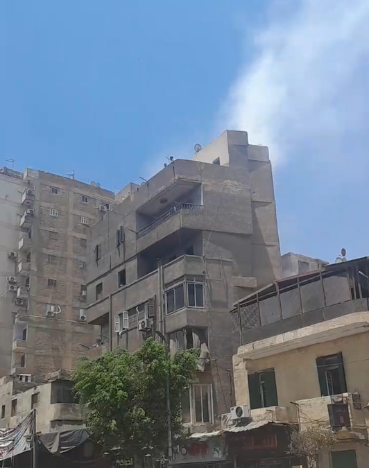حريق عمارة سكنية في ميدان التجنيد بحلمية الزيتون