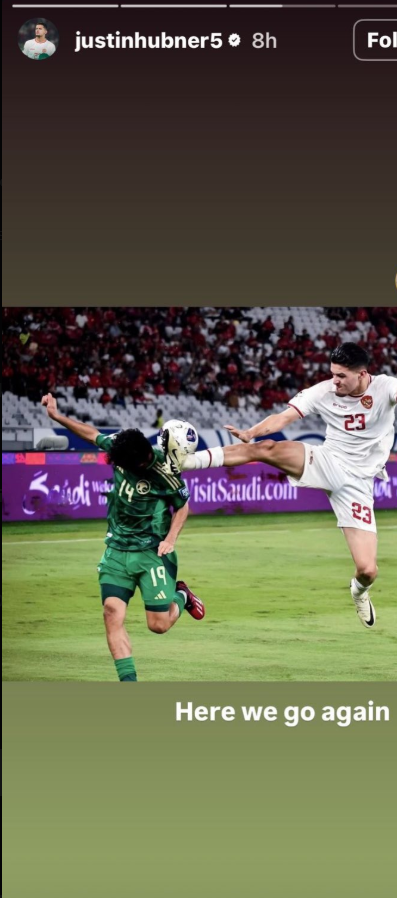 <strong>لاعب منتخب إندونيسيا جوستين هوبنر نشر تلك الحالة على إنستجرام بعد تواجده رفقة السعودية في مجموعة الملحق المؤهل لكأس العالم 2026</strong>
