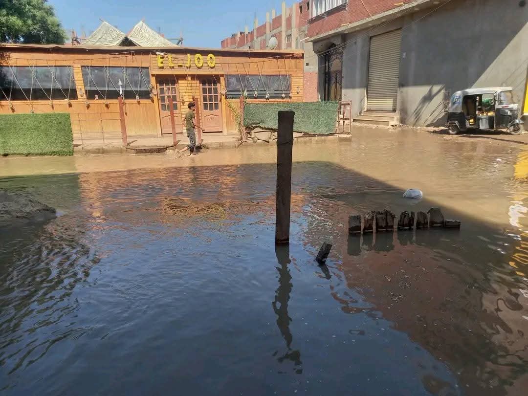 انفجار خط مياه رئيسي بالمنوفية 