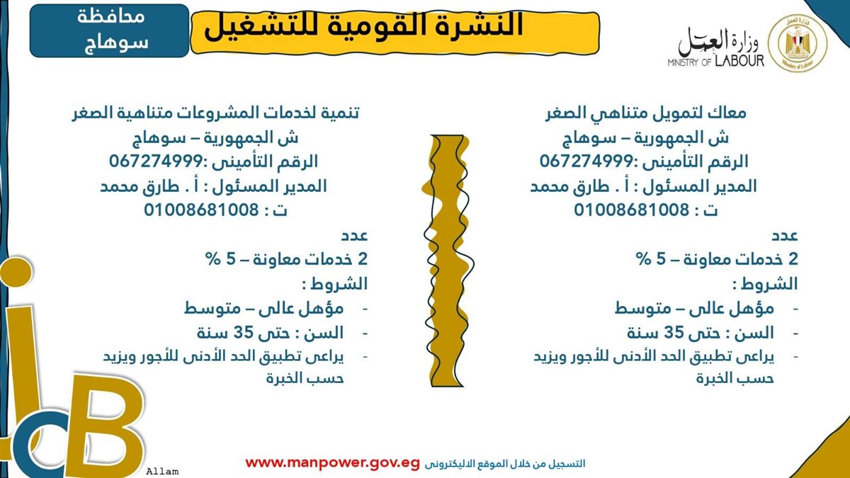 فرص عمل جديدة من وزارة العمل