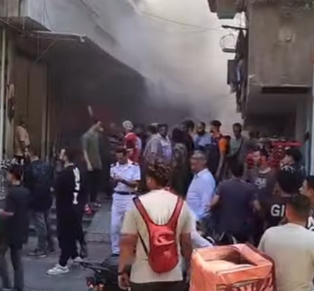 حريق داخل مطعم كشري أبو ربيع في شارع مصر السودان بحدائق القبة