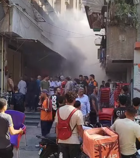 حريق داخل مطعم كشري أبو ربيع في شارع مصر السودان بحدائق القبة