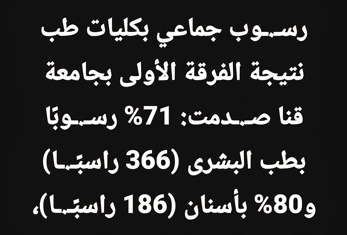 بعض المنشورات على رسوب جماعي في أولى طب قنا