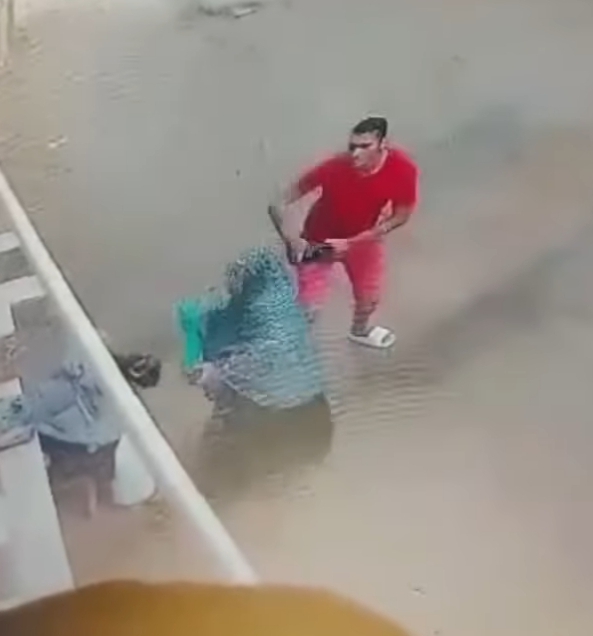 لحظة الأعتداء علي سيدة مسنة بالدقهلية 