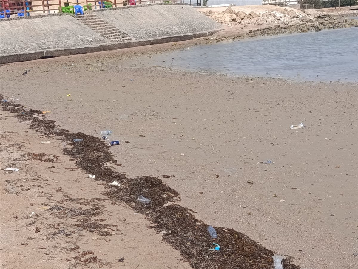 تراجع وانحسار لمياه البحر بالغردقة 