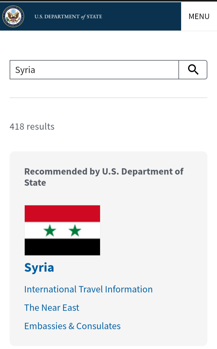 موقع وزارة الخارجية الأمريكية