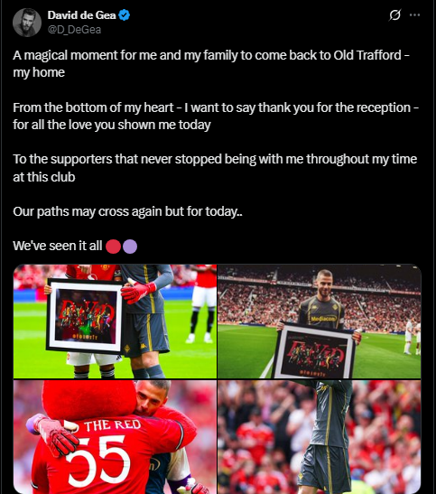 <strong>بيان ديفيد دي خيا عقب مباراة فيورنتينا ومانشستر يونايتد على ملعب أولد ترافورد</strong>