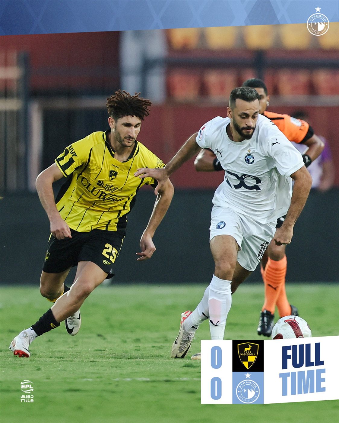 التعادل السلبي يحسم نتيجة مباراة بيراميدز ووادي دجلة  في الجولة الأولى بالدوري الممتاز