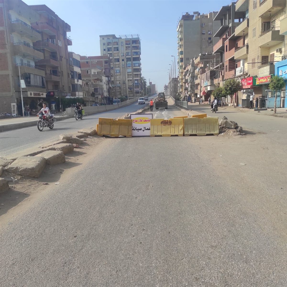 غلق كوبري الباجور العلوي في الاتجاه القادم من شبين الكوم