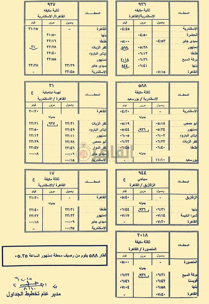 جدول التشغيل