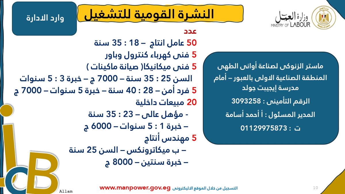 فرص عمل جديدة من وزارة العمل
