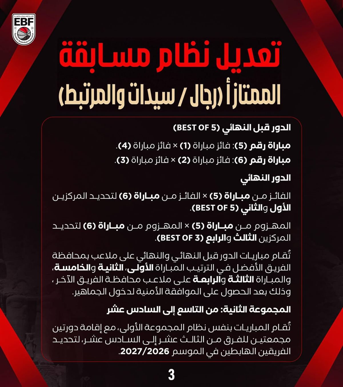 تعديلات جديدة من اتحاد السلة