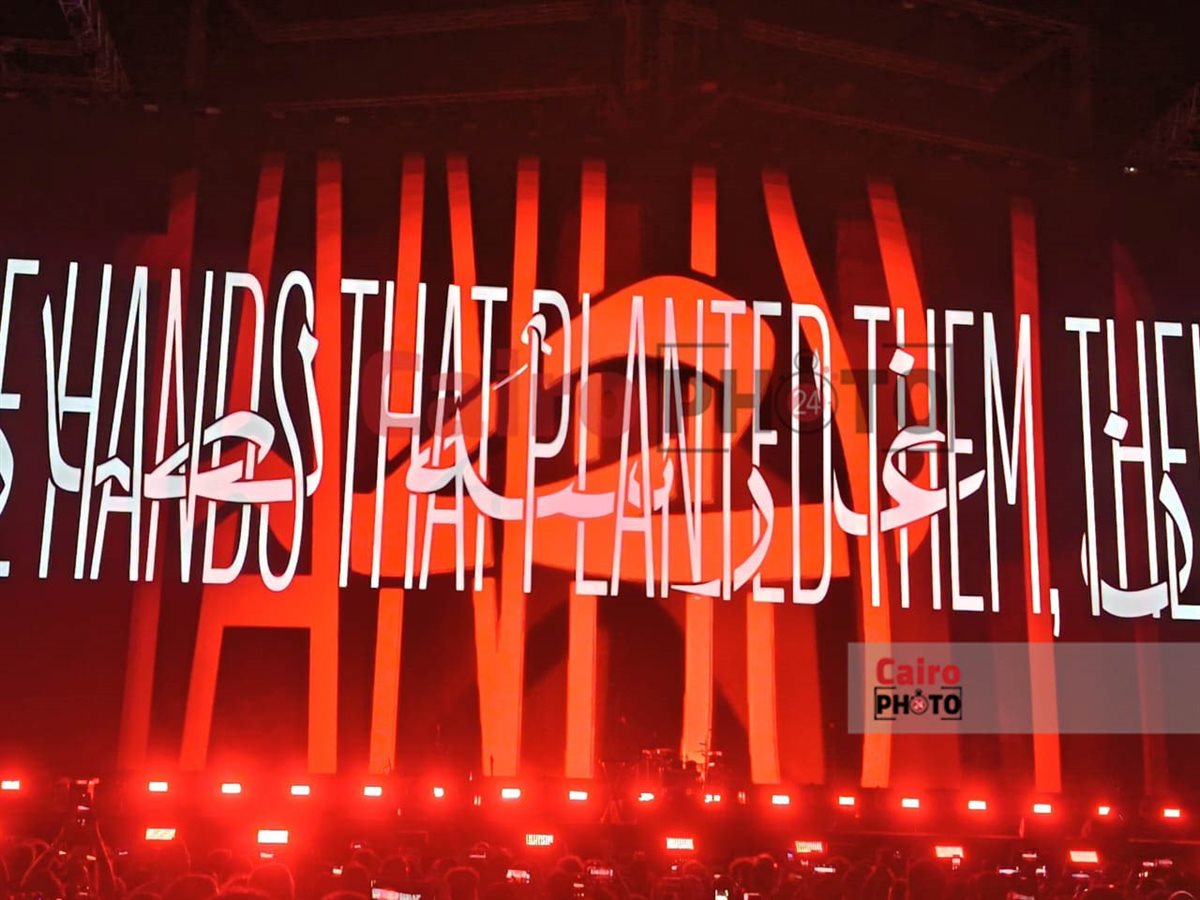 <strong>فرقة كايروكي تعرض صور لشهداء غزة في حفلها بمهرجان العلمين</strong>