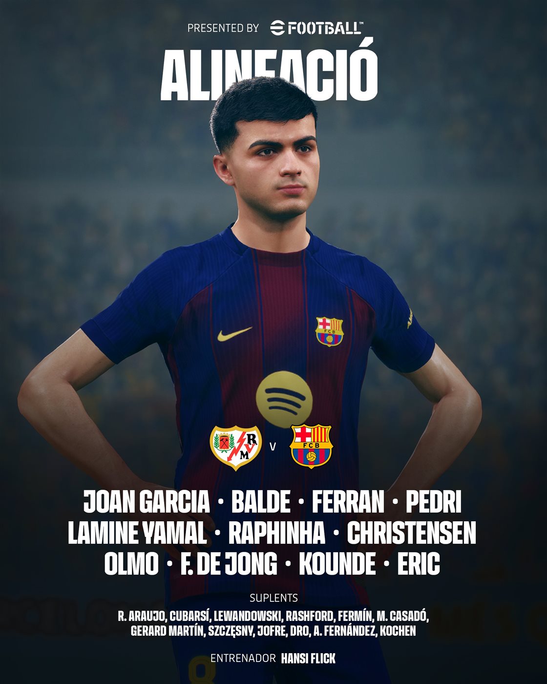 <strong>لامين يامال يقود تشكيل برشلونة الرسمي لمواجهة رايو فاييكانو بالدوري الإسباني</strong>