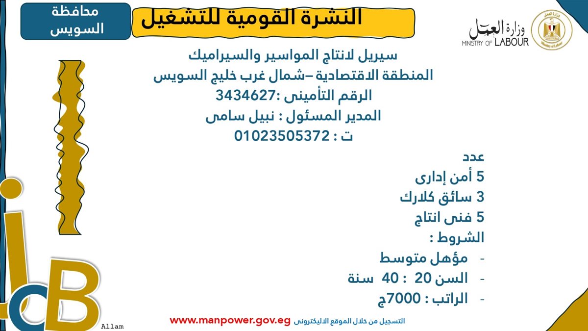 فرص عمل جديدة من وزارة العمل