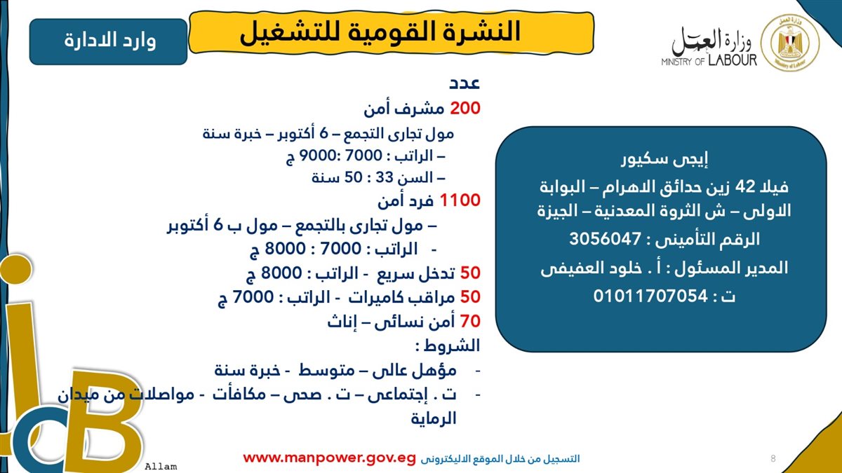 فرص عمل جديدة من وزارة العمل