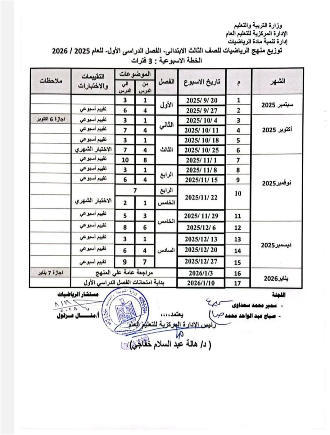 منهج الرياضيات للمرحلة الابتدائية 