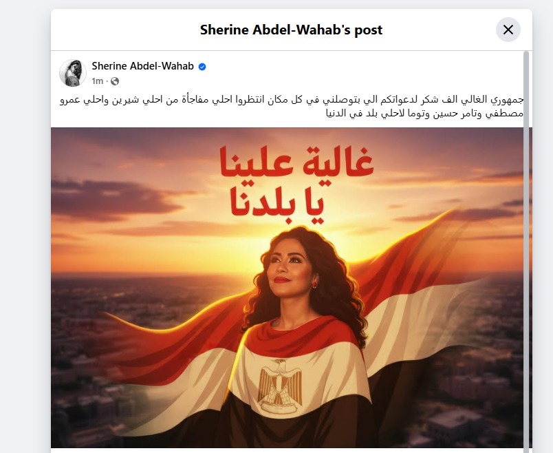 شكرًا لدعواتكم اللي بتوصلني.. شيرين عبدالوهاب تحمس جمهورها لأغنيتها الجديدة: انتظروا أحلى مفاجأة لأحلى بلد في الدنيا