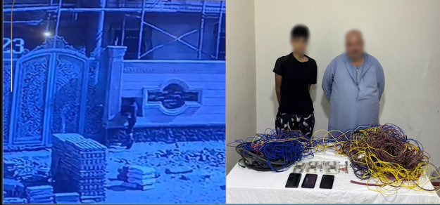 القبض علي سارق أسلاك كهربائية