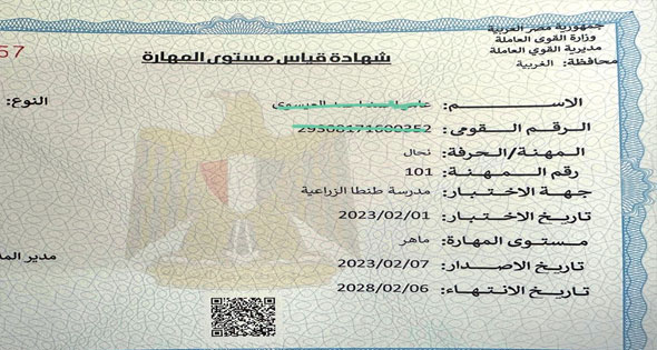 شهادة قياس مستوى المهارة