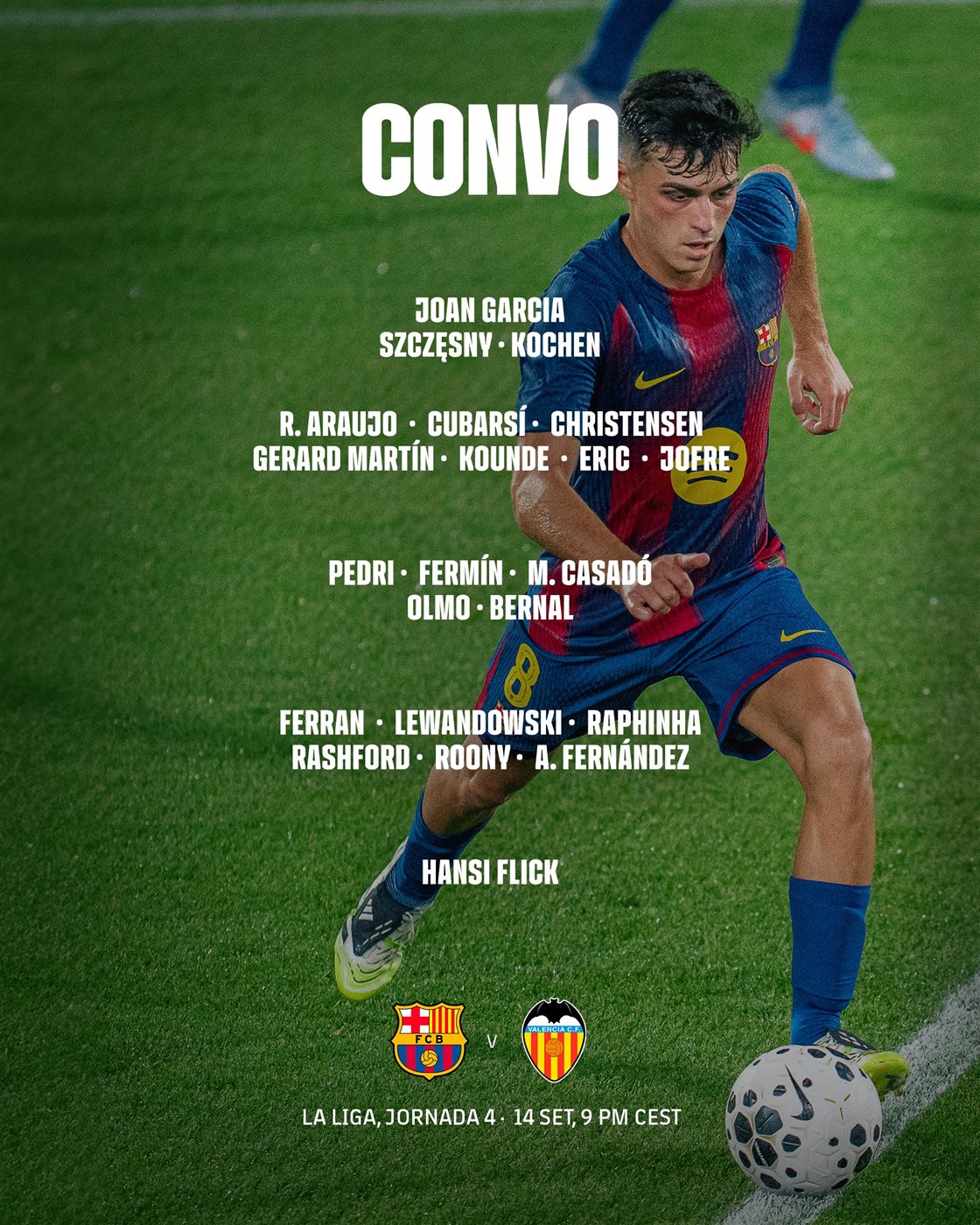 قائمة برشلونة لـ مباراة فالنسيا بالدوري الإسباني 