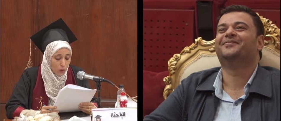 باحثة بجامعة الأزهر تمدح زوجها بكلمات مؤثرة خلال حصولها على الماجستير
