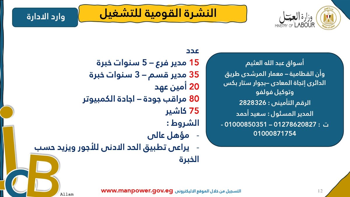 وظائف شاغرة متاحة الآن عبر وزارة العمل