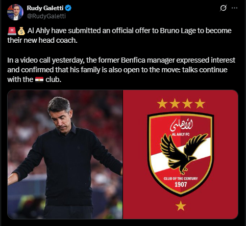 <strong>في مكالمة فيديو.. برونو لاج يخبر مسؤولي الأهلي أن عائلته منفتحة على تدريب الفريق</strong>