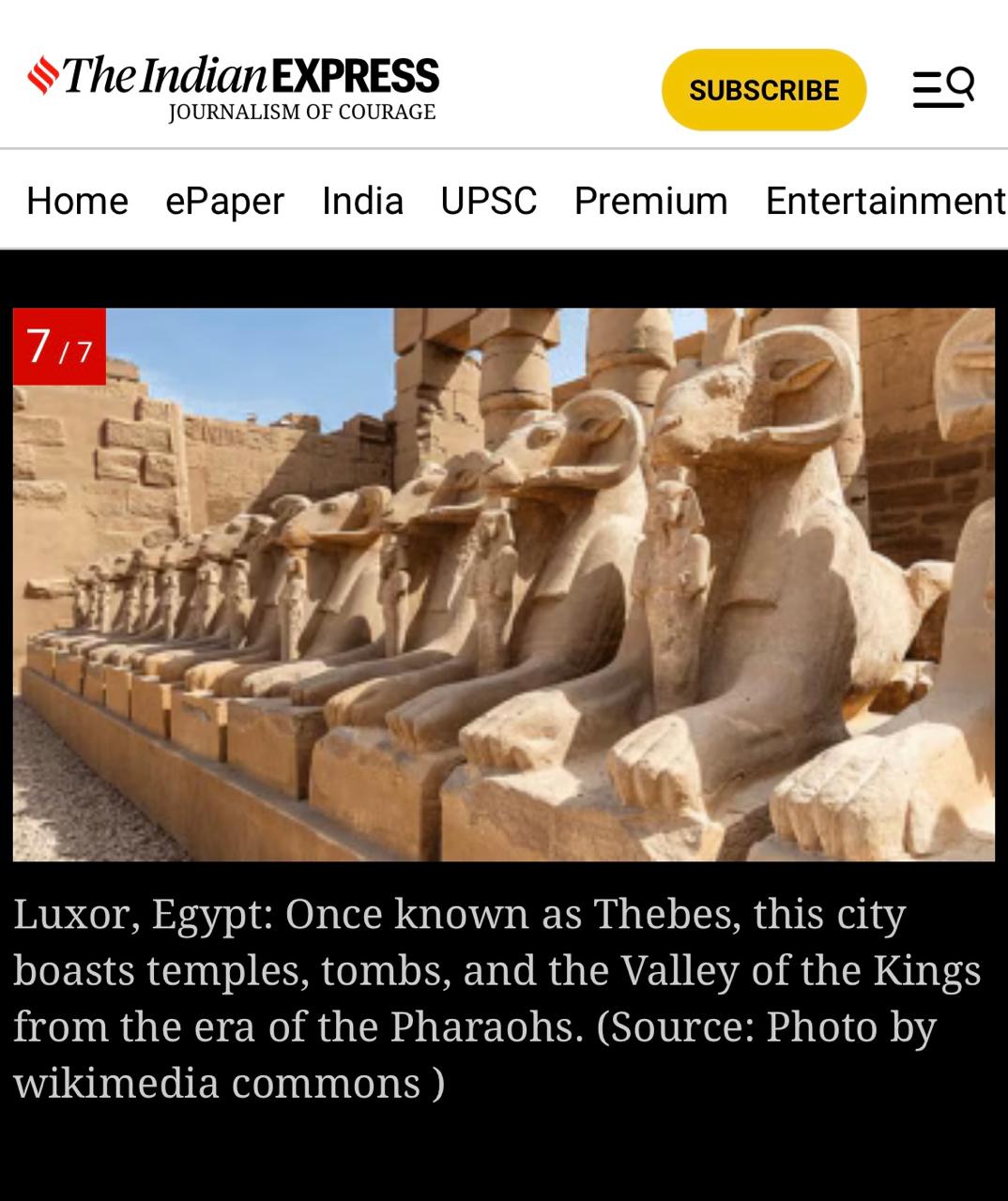 الصحف الهندية تختار الأقصر ضمن أعرق 6 مدن في العالم 