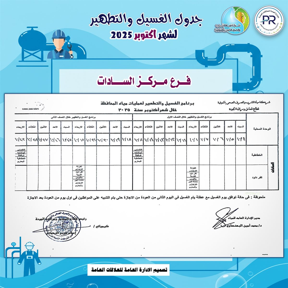 مواعيد انقطاع المياه بالمنوفية
