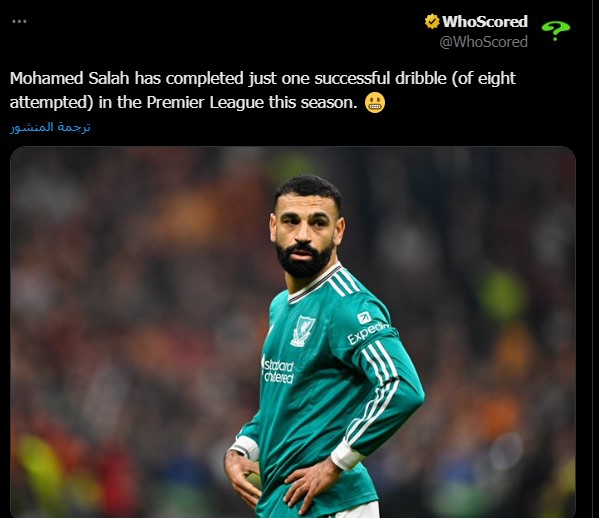 رقم سلبي لـ محمد صلاح في الدوري الإنجليزي رفقة ليفربول
