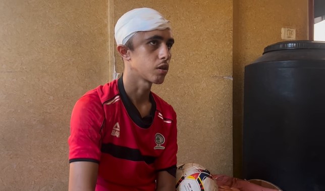 إصابة الطفل الفلسطيني محمد نعيم عوض لاعب بيت حانون