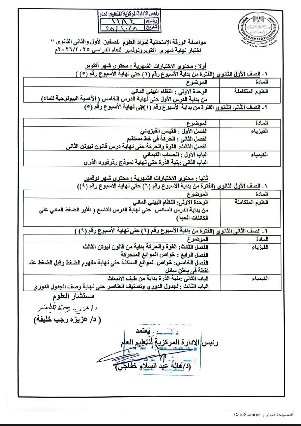 التعليم تحدد محتوى اختبارات العلوم لطلاب النقل