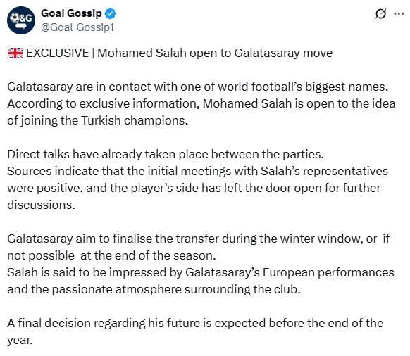 <strong>مفاجأة.. محمد صلاح منفتح على الانتقال إلى جلطة سراي والنادي التركي يرغب في حسم الصفقة بانتقالات يناير</strong>