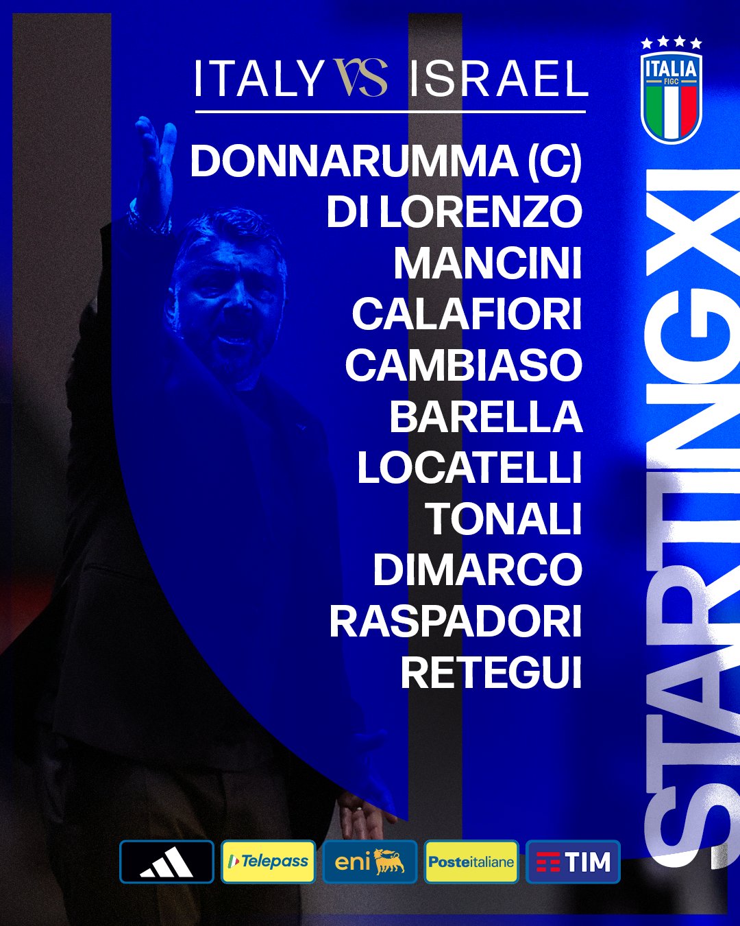 <strong>تشكيل إيطاليا الرسمي ضد الكيان الصهيوني في تصفيات كأس العالم 2026</strong>