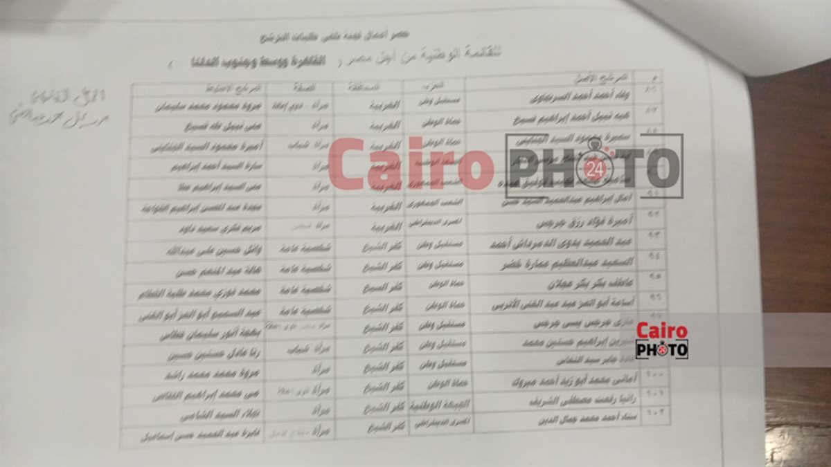 أسماء مرشحي القائمة الوطنية في قطاع القاهرة ووسط وجنوب الدلتا &nbsp;