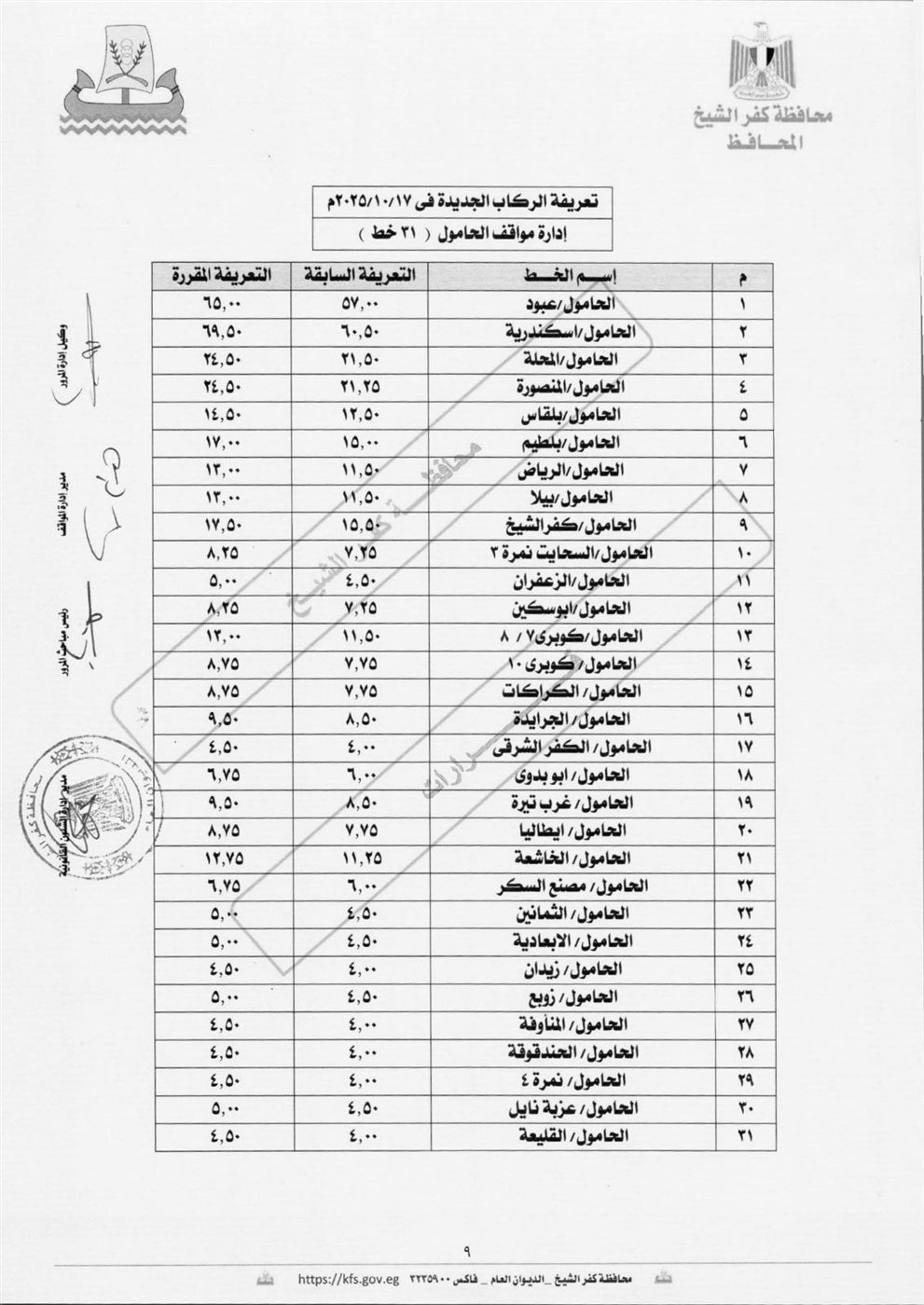تعريفة الركوب الجديدة 