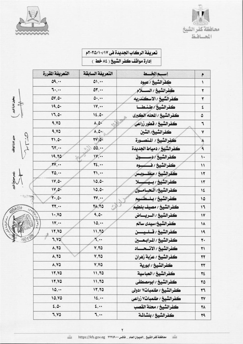 تعريفة الركوب الجديدة