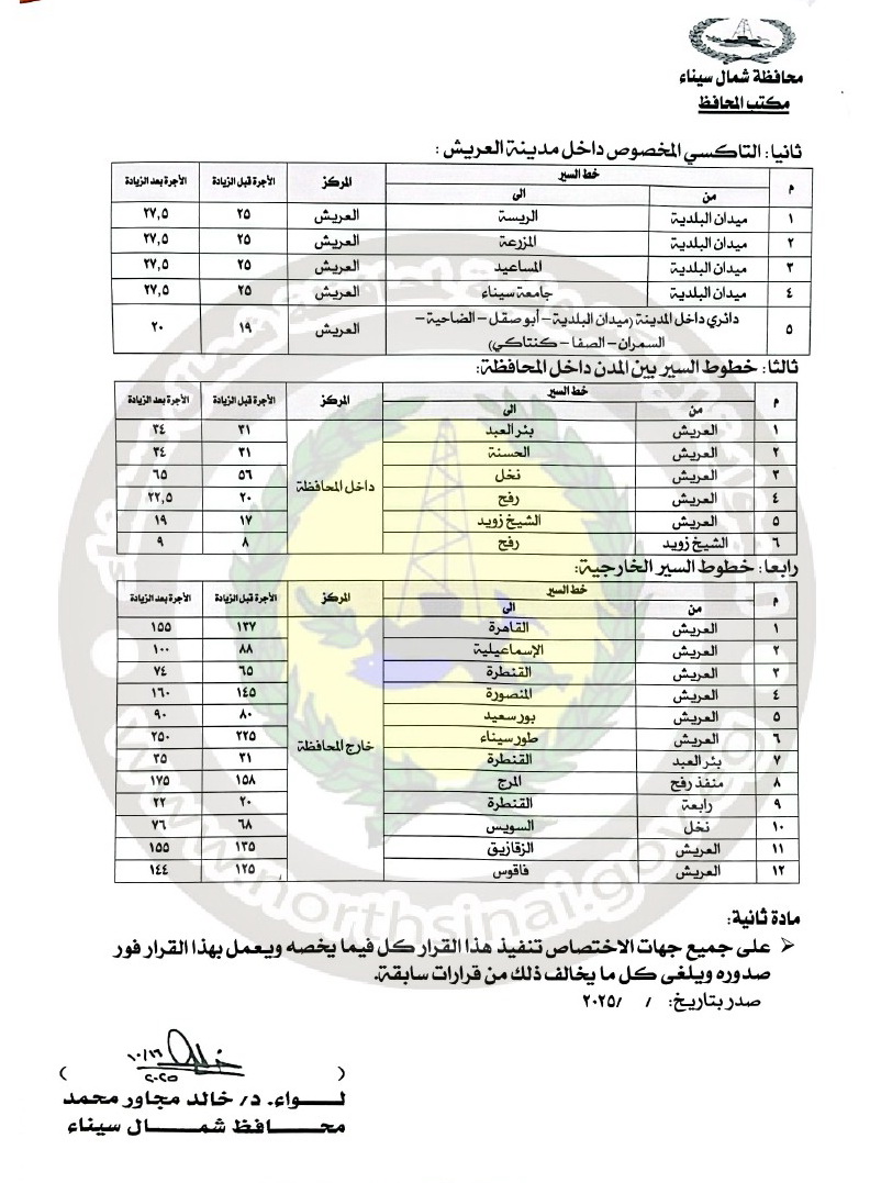 أسعار المواصلات بعد الزيادة الجديدة