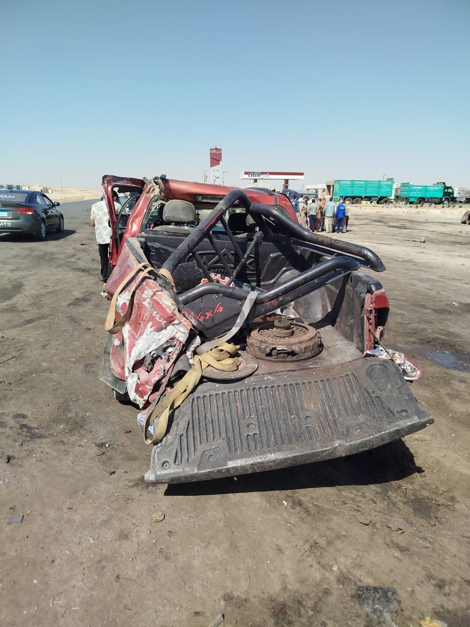 تصادم سيارتين بطريق الغنايم بأسيوط 