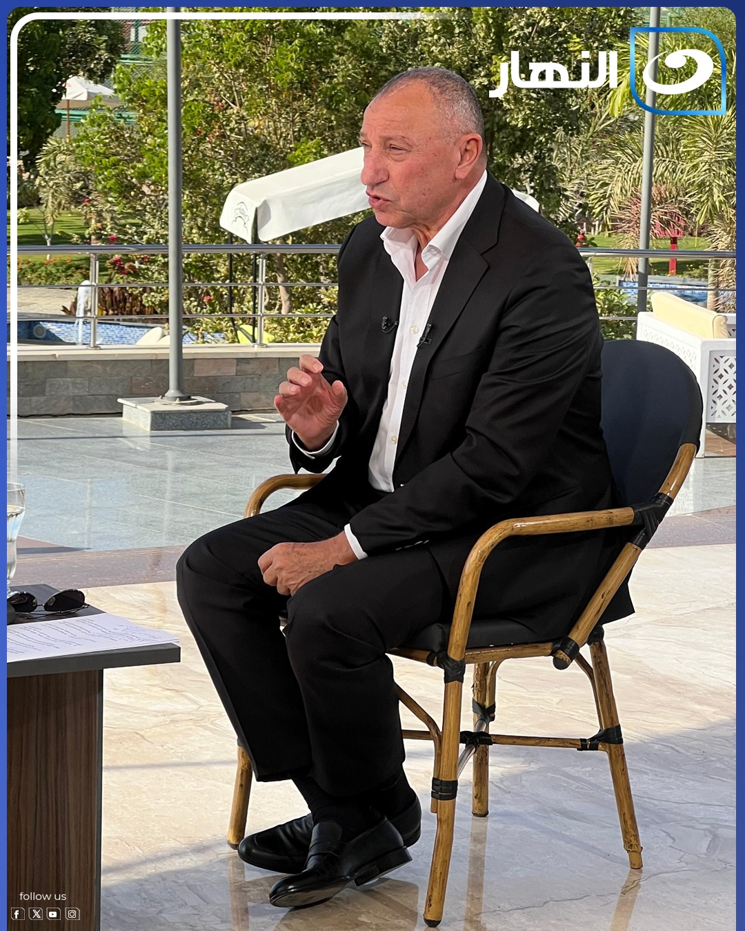 <strong>صورًا من كواليس حوار الكابتن محمود الخطيب مع لميس الحديدي</strong>