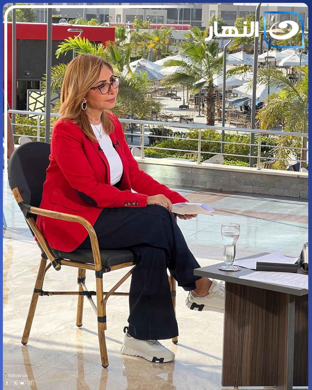 <strong>صورًا من كواليس حوار الكابتن محمود الخطيب مع لميس الحديدي</strong>