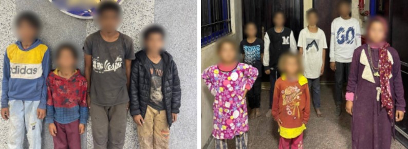 القبض علي 19 رجل وسيدة استغلوا 11 صغير في استجداء المارة وأعمال التسول