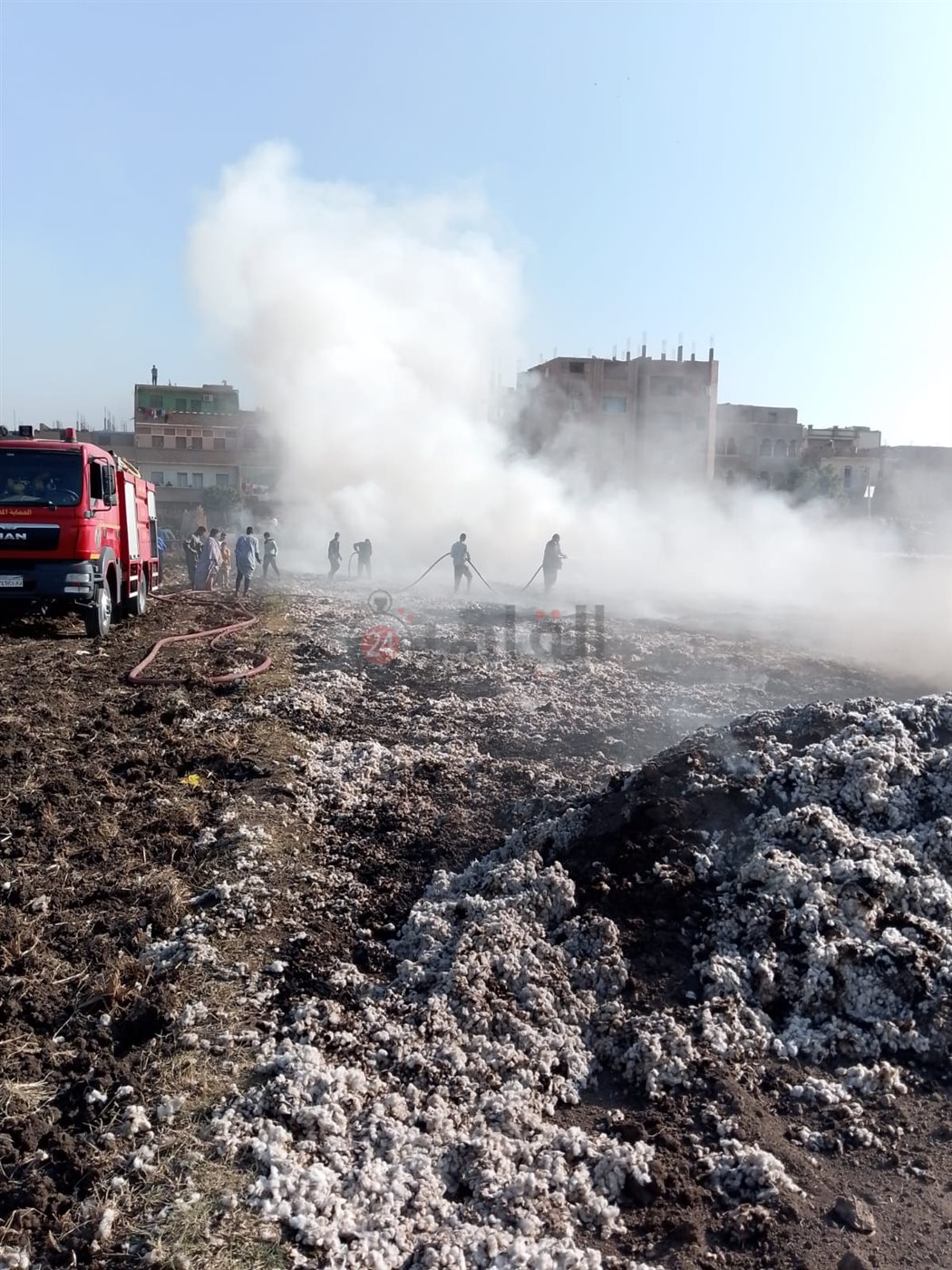 حريق بشونة قطن بأسيوط 