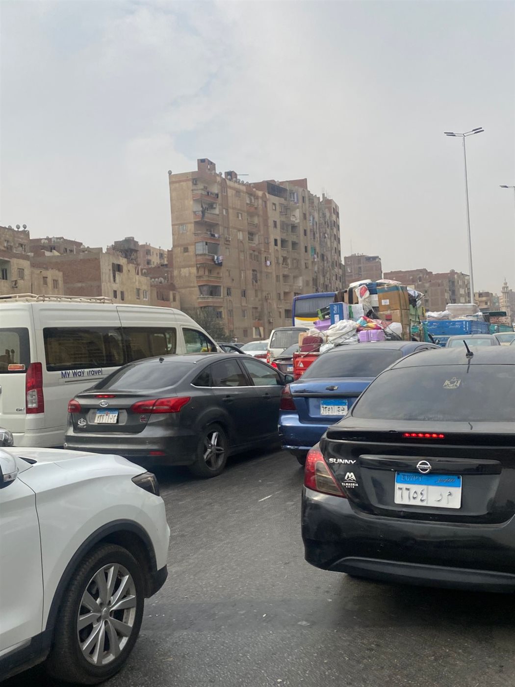 <strong>تكدس مروري أعلى الطريق الدائري</strong>