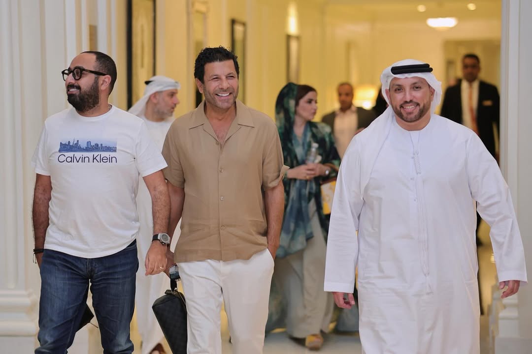 منذر درويش يستقبل إياد نصار ومرقس عادل في بلازو فيرساتشي دبي