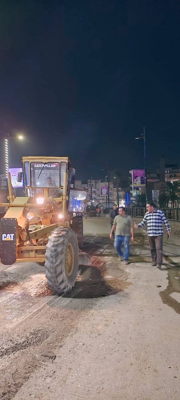 أعمال ترميم كوبري مبارك بالمنوفية 