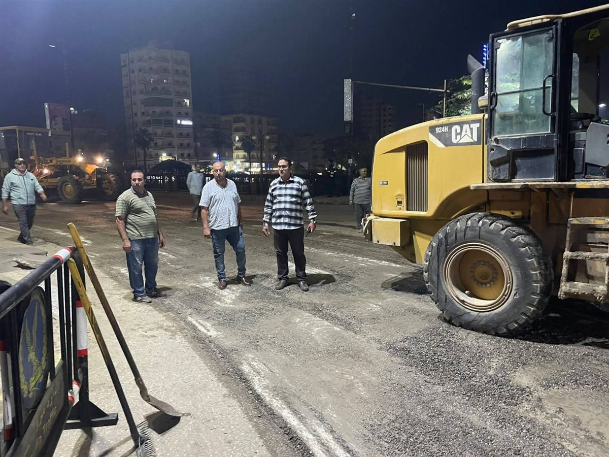 أعمال ترميم كوبري مبارك بالمنوفية 